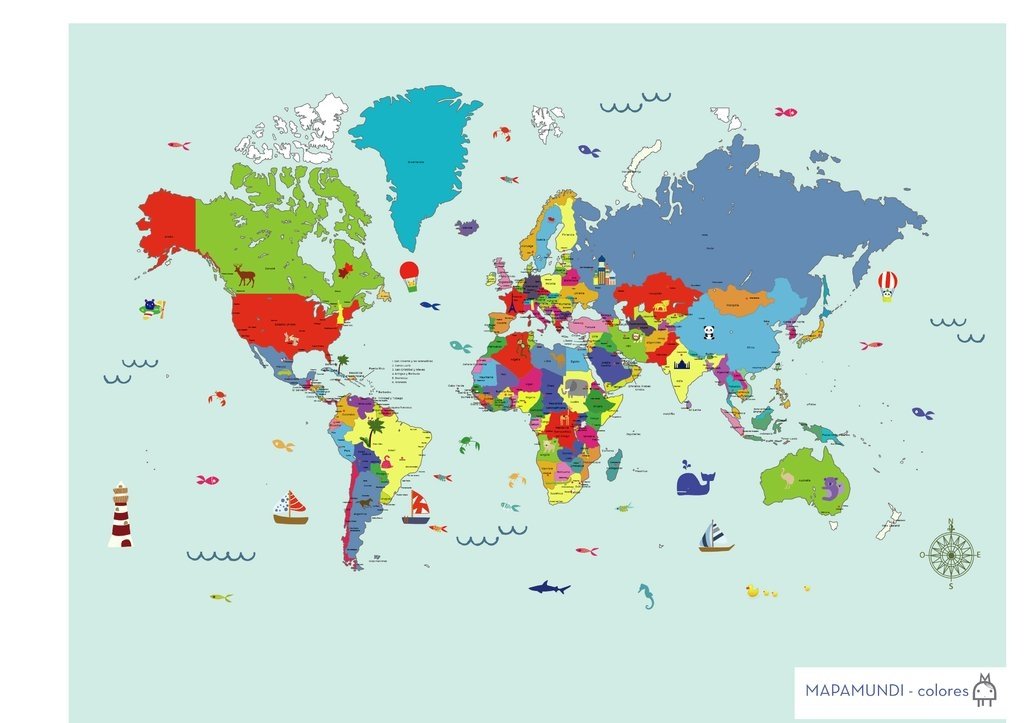 Colored world map